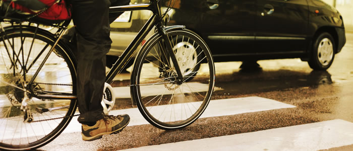 Cyclist crossing a zebra crossing